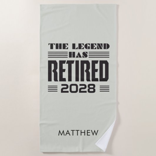 De legende heeft de persoonlijke pensionering inge strandlaken (Voorkant)