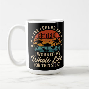 De legende heeft een grappig retro-ontwerp koffiemok