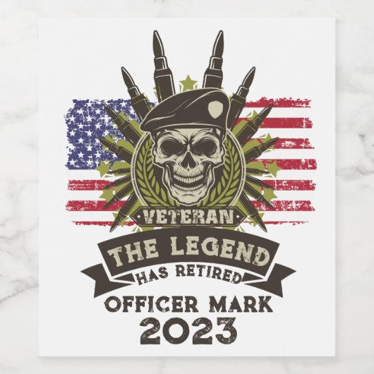 De legende heeft persoonlijke veteraan in beslag g wijn etiket (Enkel label)