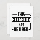de legende heeft T-Shirt gepensioneerd Aankondigingskaart (Voorkant / Achterkant)
