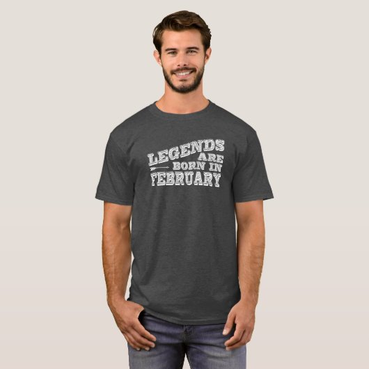 De legende is geboren in februari t-shirt (Voorkant volledig)