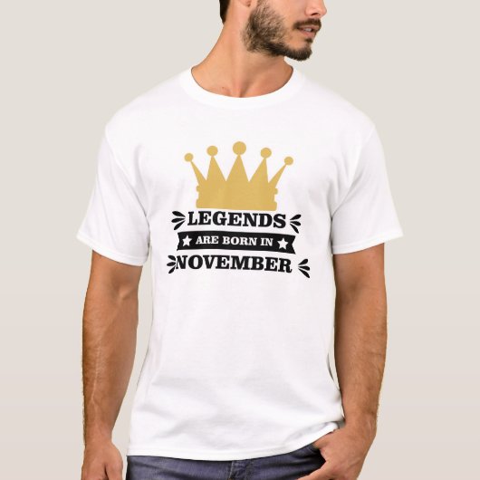 De legende is geboren in november t-shirt (Voorkant)