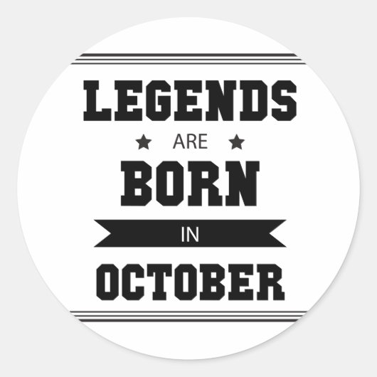 De legende is geboren in oktober ronde sticker (Voorkant)