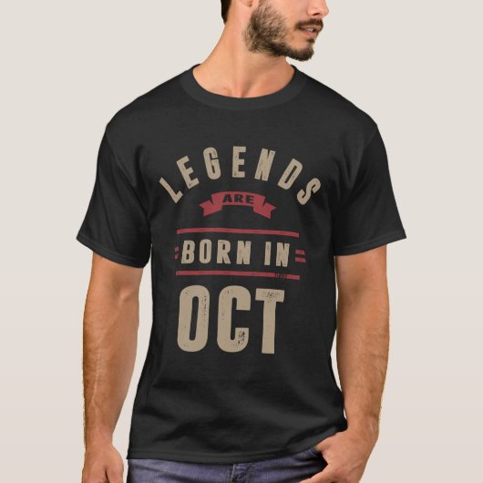 De legende is geboren in oktober t-shirt (Voorkant)