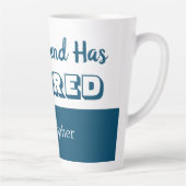 De legende is gestopt met blauw-wit pensioen latte mok (Rechts)