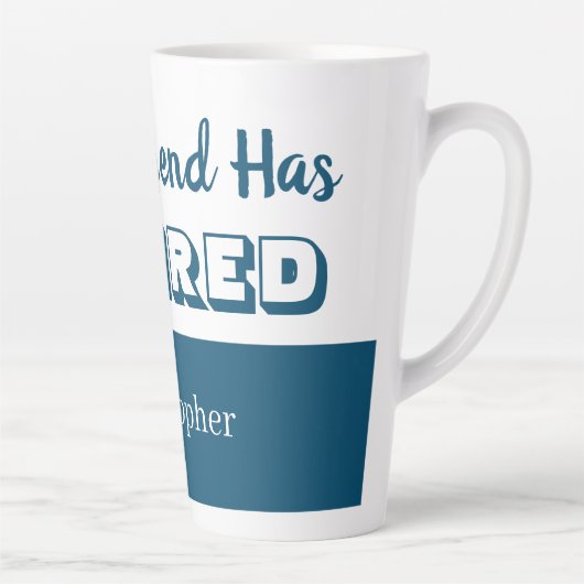 De legende is gestopt met blauw-wit pensioen latte mok (Rechts)