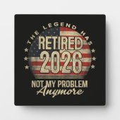 De Legende Is Met Pensioen 2026 Grappig Fotoplaat (Voorkant)