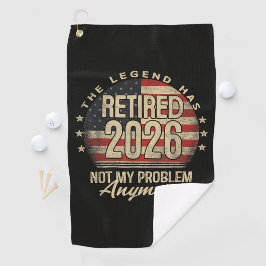 De Legende Is Met Pensioen 2026 Grappig Golfhanddoek (Insitu)