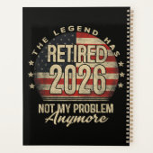 De legende is met pensioen 2026 Grappig Planner (Achterkant)