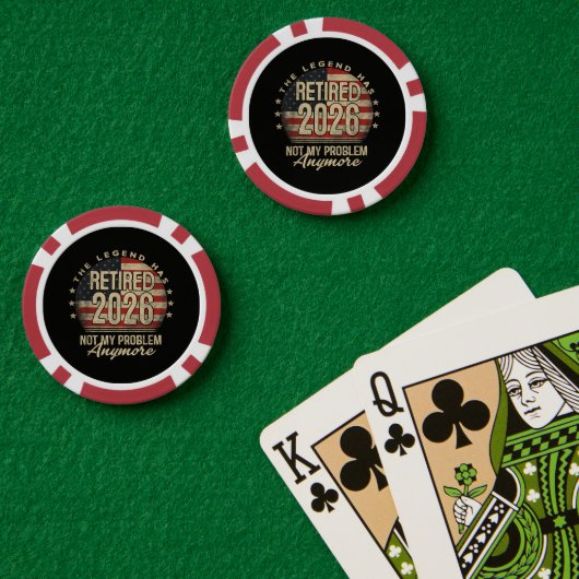 De legende is met pensioen 2026 Grappig Poker Chips (Pokertafel (Dubbel))