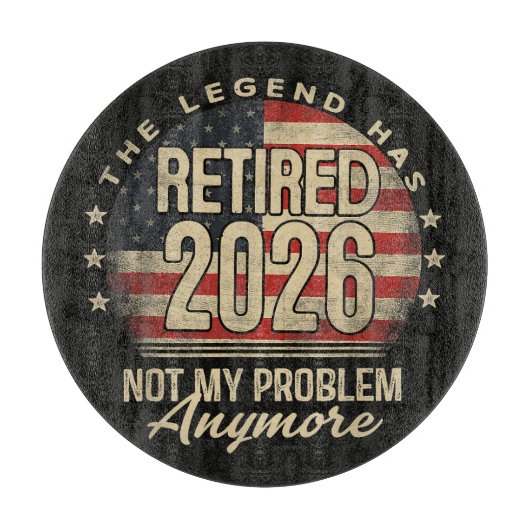 De Legende Is Met Pensioen 2026 Grappig Snijplank (Voorkant)