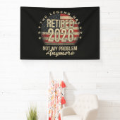 De legende is met pensioen 2026 Grappig Spandoek (Insitu)