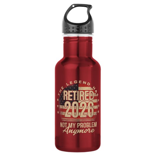 De Legende Is Met Pensioen 2026 Grappig Waterfles (Voorkant)