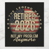 De Legende Is Met Pensioen 2026 Grappig Wijn Etiket (Enkel label)