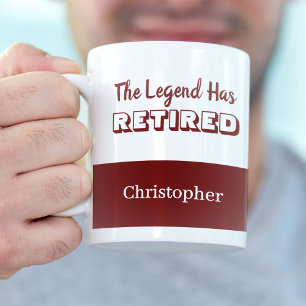 De Legende Is Met Pensioen Rood en Wit Pensioen Koffiemok