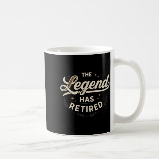 De legende is met pensioen Vintage Script Koffiemok (Rechts)