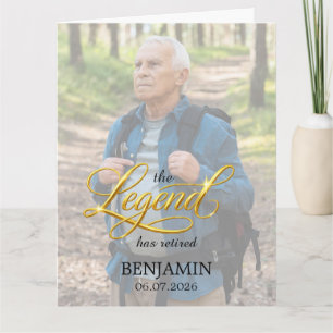 De legende is met pensioen, zwart en goud foto kaart
