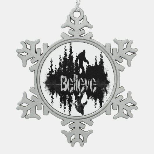 De legende Sasquatch, Big Foot Lake Reflection Tin Sneeuwvlok Ornament (Voorkant)