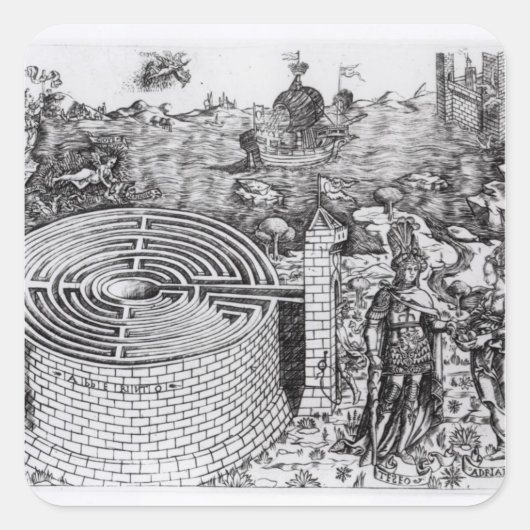 De Legende van Theseus Vierkante Sticker (Voorkant)