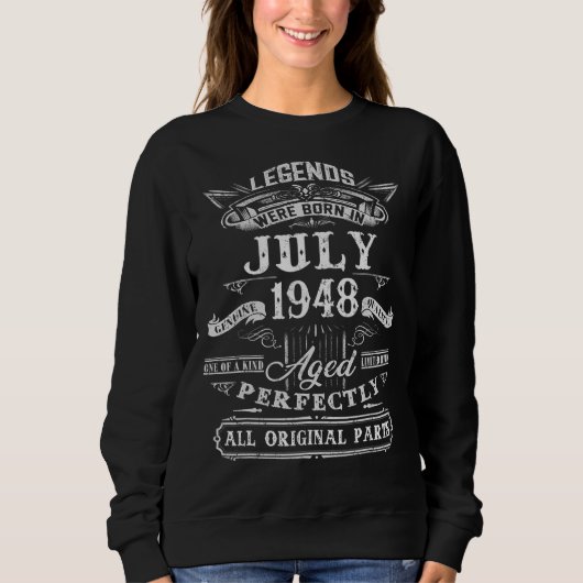 De legende werd geboren in juli 1948 74e verjaarda trui (Voorkant)