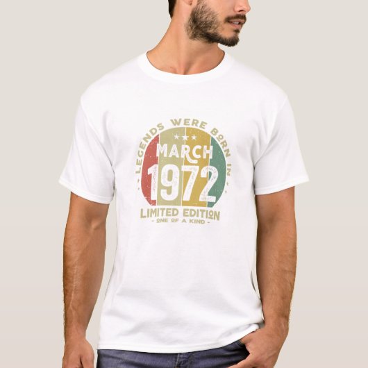 De legende werd geboren in maart 1972, klassieke 5 t-shirt (Voorkant)