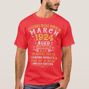 De legende werd in maart 1924 geboren op 98-jarige t-shirt