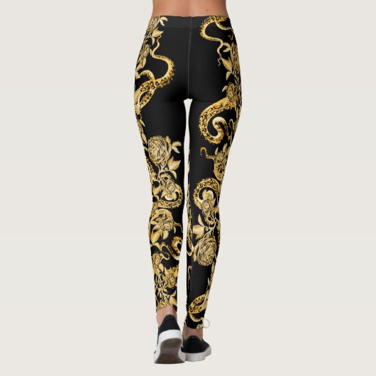 De Leggings Squid en Roos Black & Sepia (Achterkant)