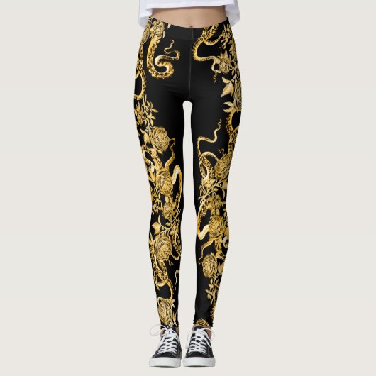 De Leggings Squid en Roos Black & Sepia (Voorkant)