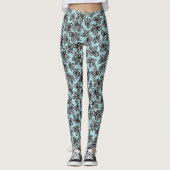 De Leggings van de zomer met Zwarte en Witte Bloem (Voorkant)