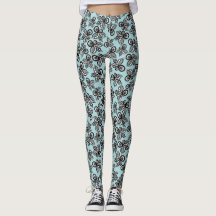 De Leggings van de zomer met Zwarte en Witte Bloem