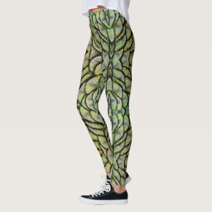 De Leggings van Groene Peacock Back Feathers