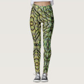 De Leggings van Groene Peacock Back Feathers (Voorkant)
