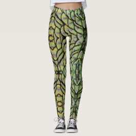 De Leggings van Groene Peacock Back Feathers