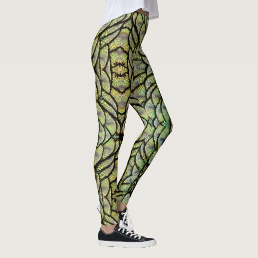 De Leggings van Groene Peacock Back Feathers (Rechts)