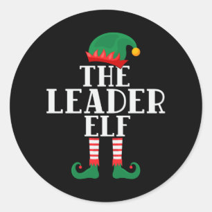 De leider Elf Funny Kerstmis Ronde Sticker