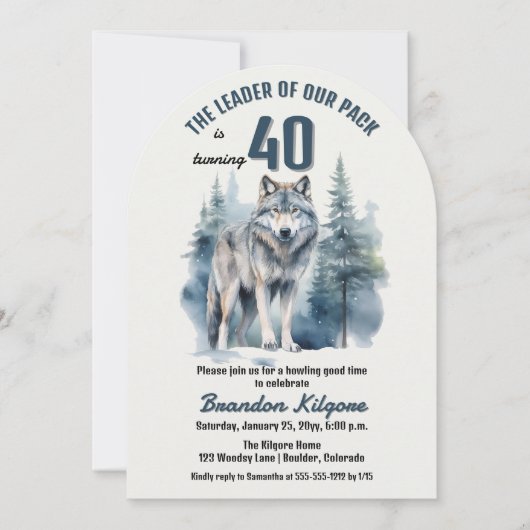 De leider van onze roedel Wolf 40e verjaardagsfees Kaart (Voorkant)