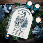 De leider van onze roedel Wolf 50ste verjaardagsfe Kaart<br><div class="desc">"The Leader of Our Pack is Turning 50",  50ste verjaardag voor je favoriete Alpha. Een majestueuze lone wolf gesilhouet tegen een groenblijvend bos.</div>