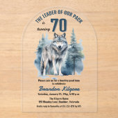 De leider van onze roedel Wolf 70e verjaardagsfees Acryl Uitnodigingen (Voorkant)