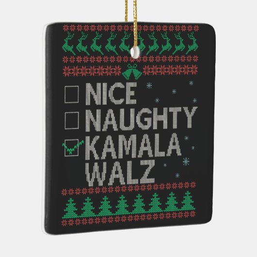De lelijke kersttrui van Kamala Harris verkiezing Keramisch Ornament (Rechts)