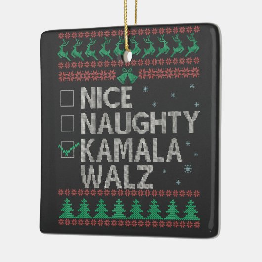 De lelijke kersttrui van Kamala Harris verkiezing Keramisch Ornament (Links)