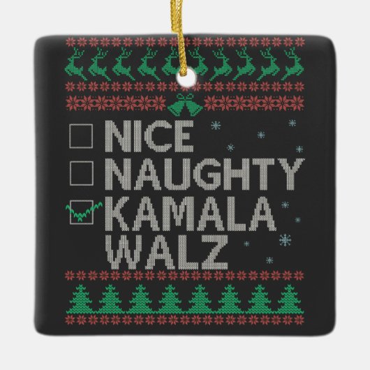 De lelijke kersttrui van Kamala Harris verkiezing Keramisch Ornament (Voorkant)