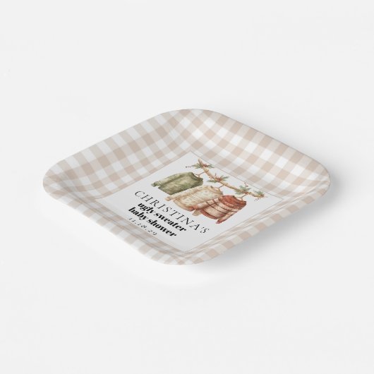 De lelijke wintertrui Baby shower cocktail Papieren Bordje (Gebogen)