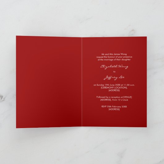 De lente bloeit het Dubbele Chinese Huwelijk van Feestdagen Kaart (Binnen)