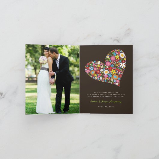 De lente bloeit het Huwelijk van het Hart dankt u Bedankkaart (Binnen)