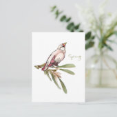 De lente bloeit vogels. Sneeuwdruppels. Feestdagenkaart (Staand voorkant)