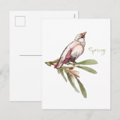 De lente bloeit vogels. Sneeuwdruppels. Feestdagenkaart (Voorkant / Achterkant)