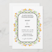 De lente bloemenelegante bruiloft kaart (Voorkant / Achterkant)