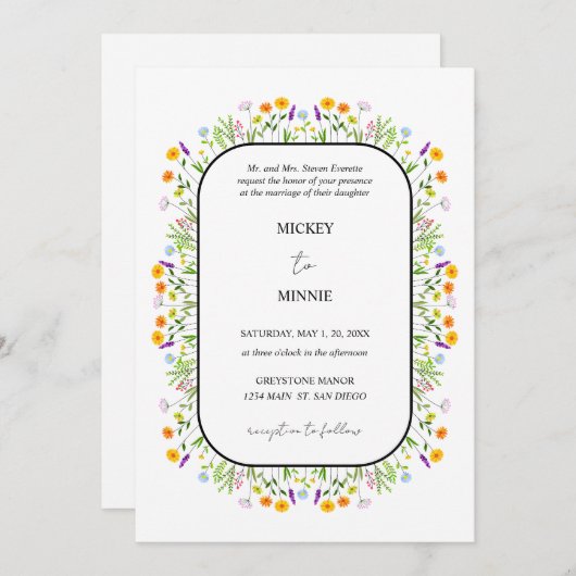 De lente bloemenelegante bruiloft kaart (Voorkant / Achterkant)