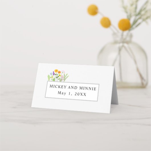 De lente bloemenelegante bruiloft plaatskaartje (Achterkant)