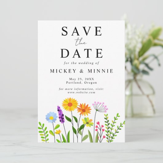 De lente bloemenelegante bruiloft save the date (Staand voorkant)